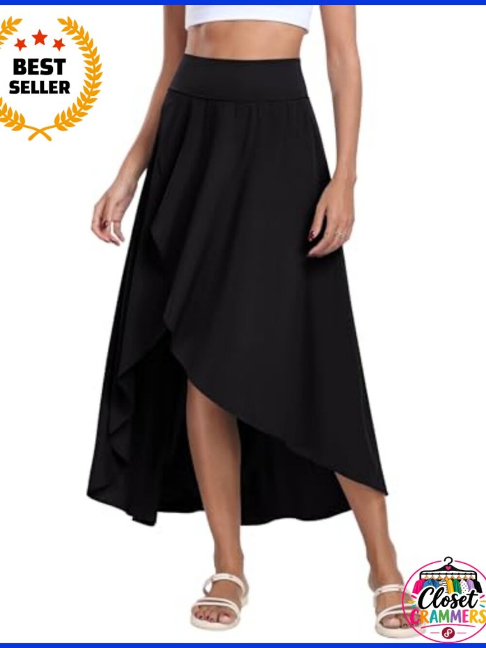 High Waist Maxi Skirt Built-in Shorts Ruffle Wrap Flowy Long Skirt